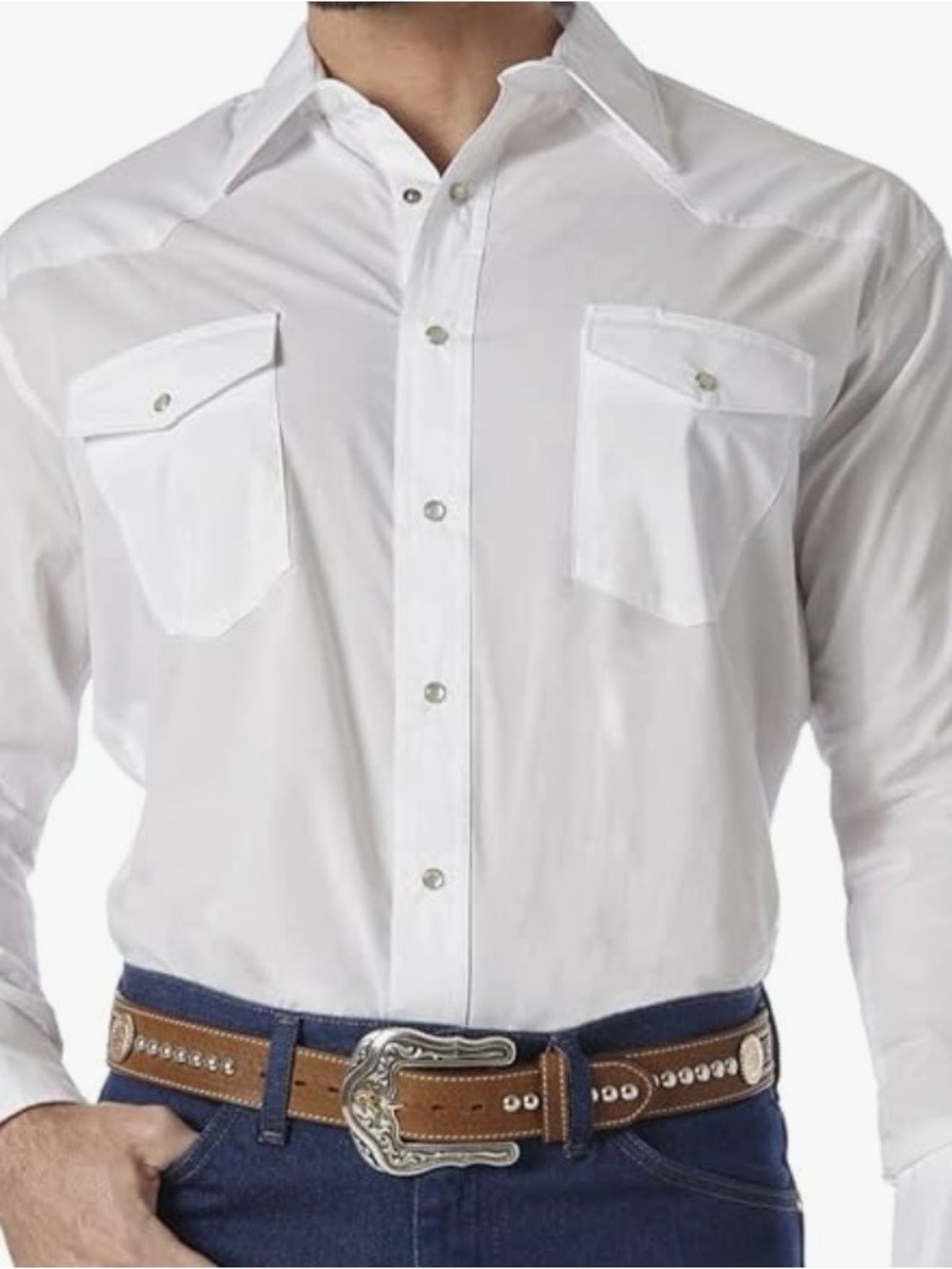 Wrangler White Men's 4XL Western Pearl Snap Shirt 21x40 cowboy classic fit 1676